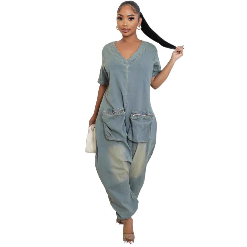 Women's Loose Crotch Jumpsuit Retro Personality