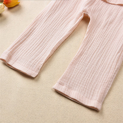 Girls Fashion Solid Color Cotton Lace-up Jumpsuit