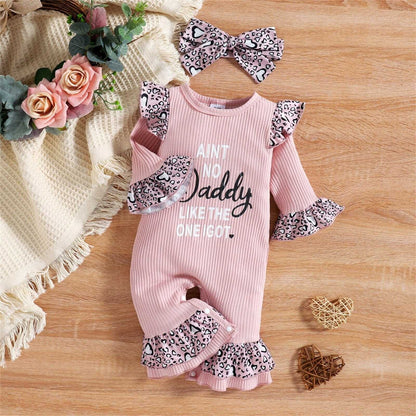 Baby Girls Leopard Print Romper With Headband