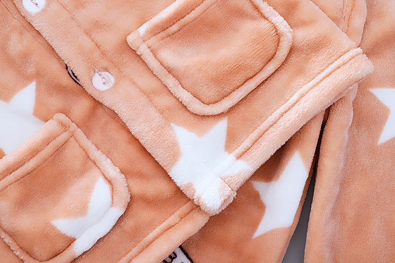 Girls' Cute Cartoon Flannel Pajama Suit