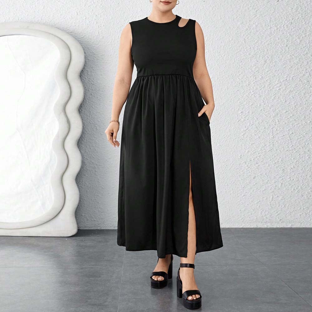 Split Dress Vest Sleeveless Stitching Dress