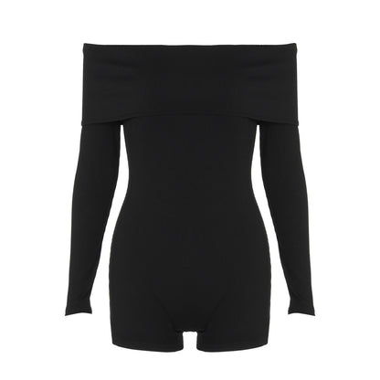 Autumn New Sexy Hot Girl Off-shoulder Long Sleeve Knitted Jumpsuit