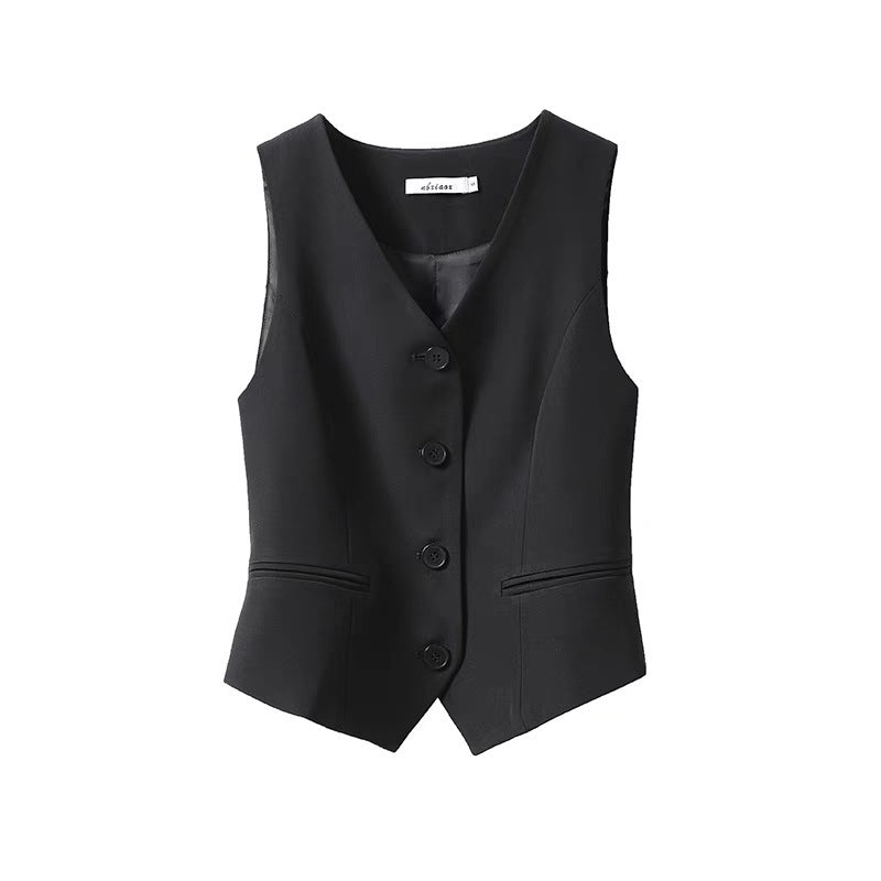 Women's Waistcoat Black Short Vest