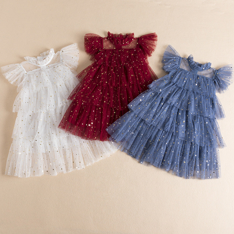 New Girls' Fairy Sequined Mesh Dress