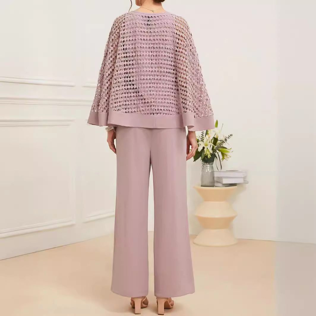 Women's Three-piece Shawl Wide-leg Trousers Fashion Casual Set