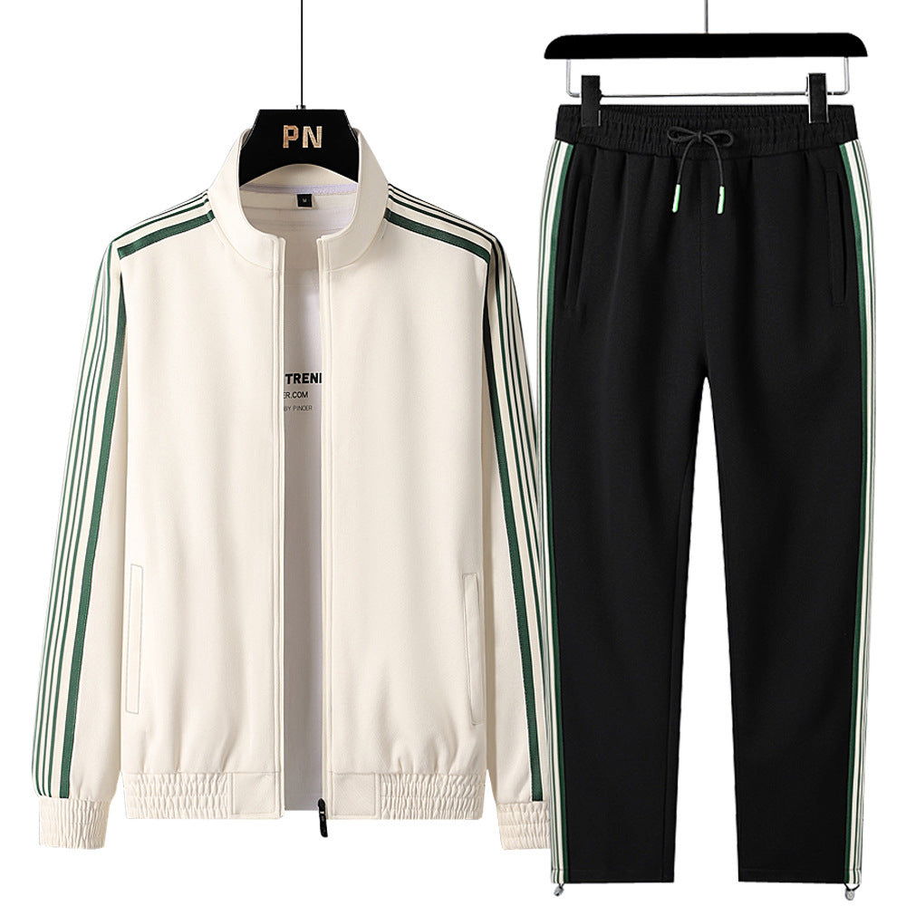 Stand Collar Loose Casual Three Bars Sports Suit