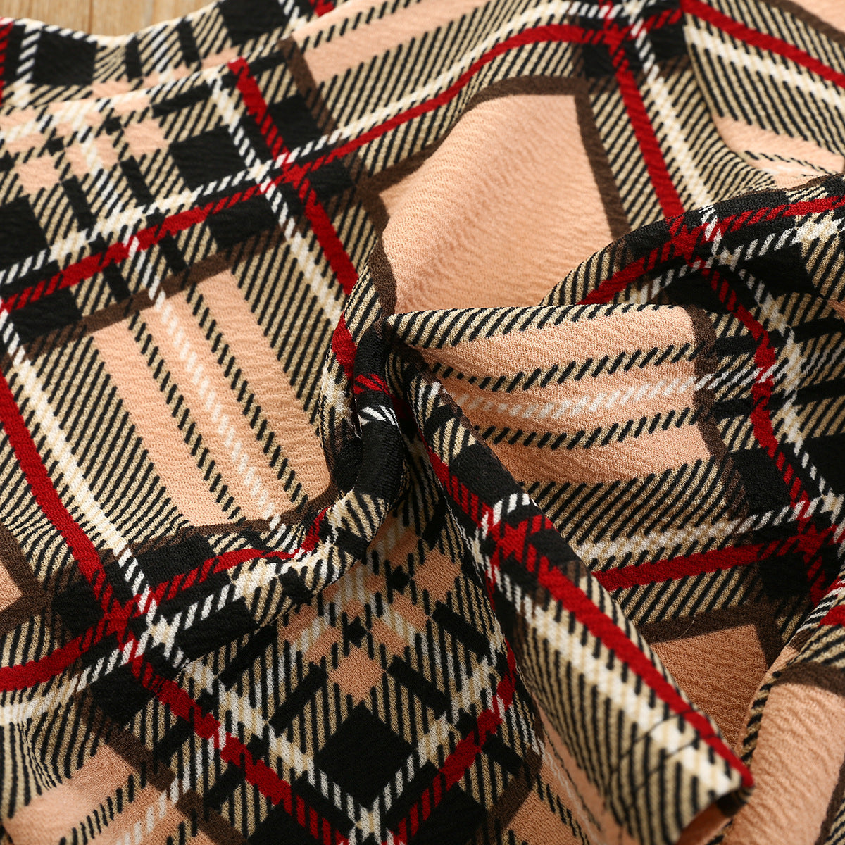 Girls Fashion Plaid Short Sleeve Top Skirt Two Piece Set