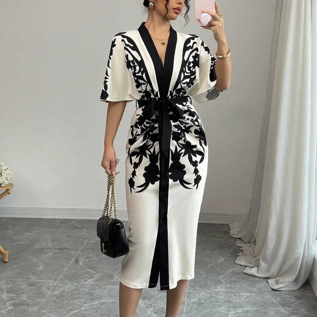 Bohemian Ethnic Print Dress Retro Style