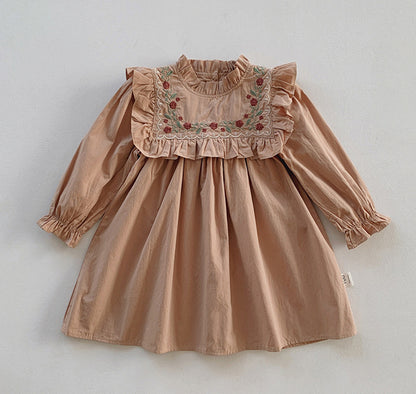 Autumn Ruffled Long Sleeve Girl Princess Skirt