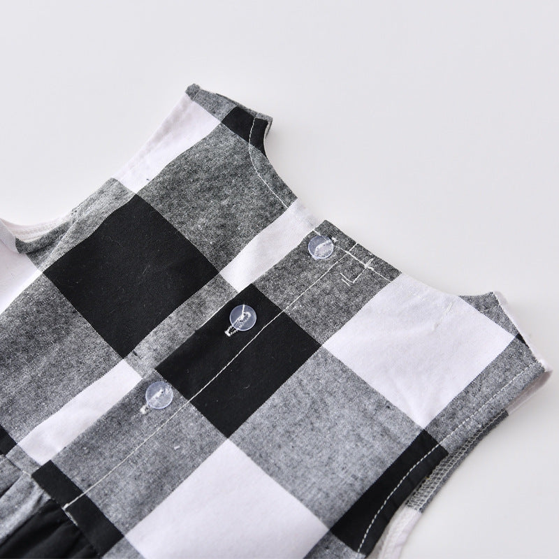 Girls' Simple Casual Skirt Plaid Dress