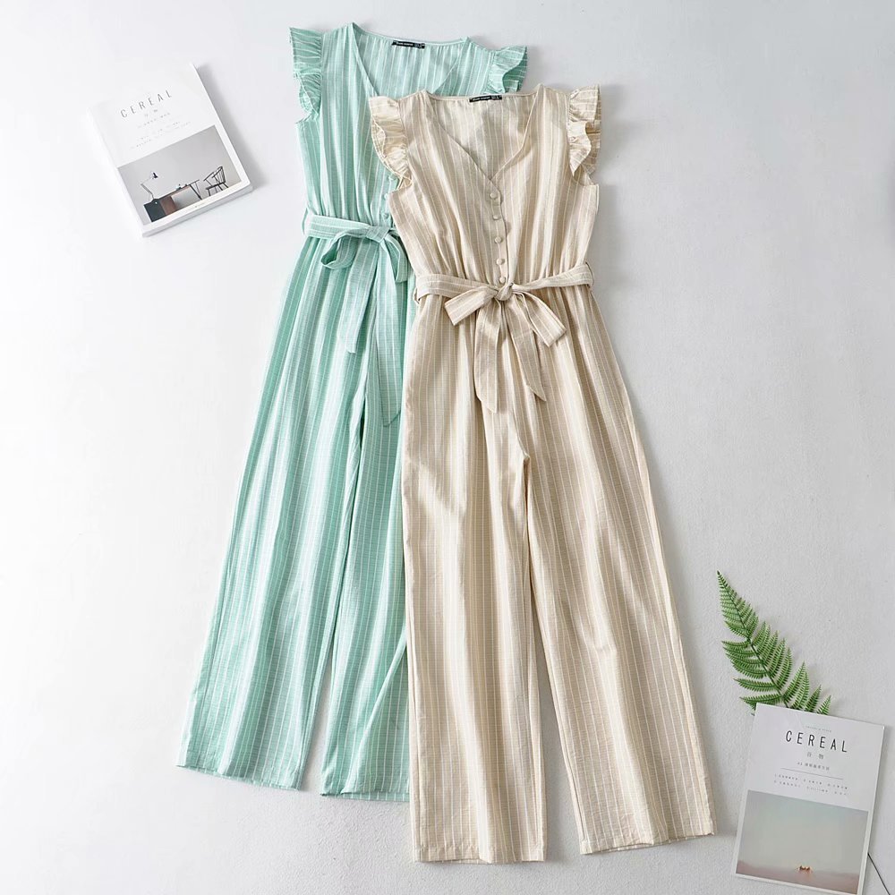 Denise collectie - Stijlvolle katoenen jumpsuit met strepen