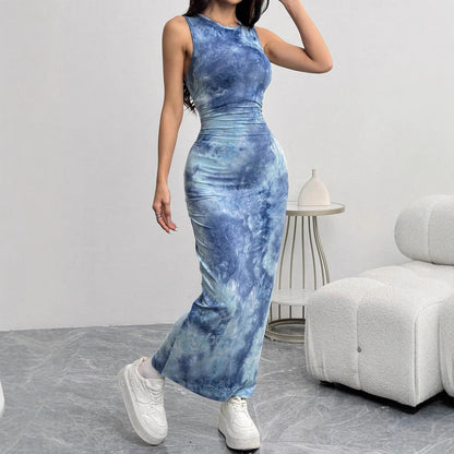 Women's Sexy Sleeveless Printed Mid-length Slim Dress