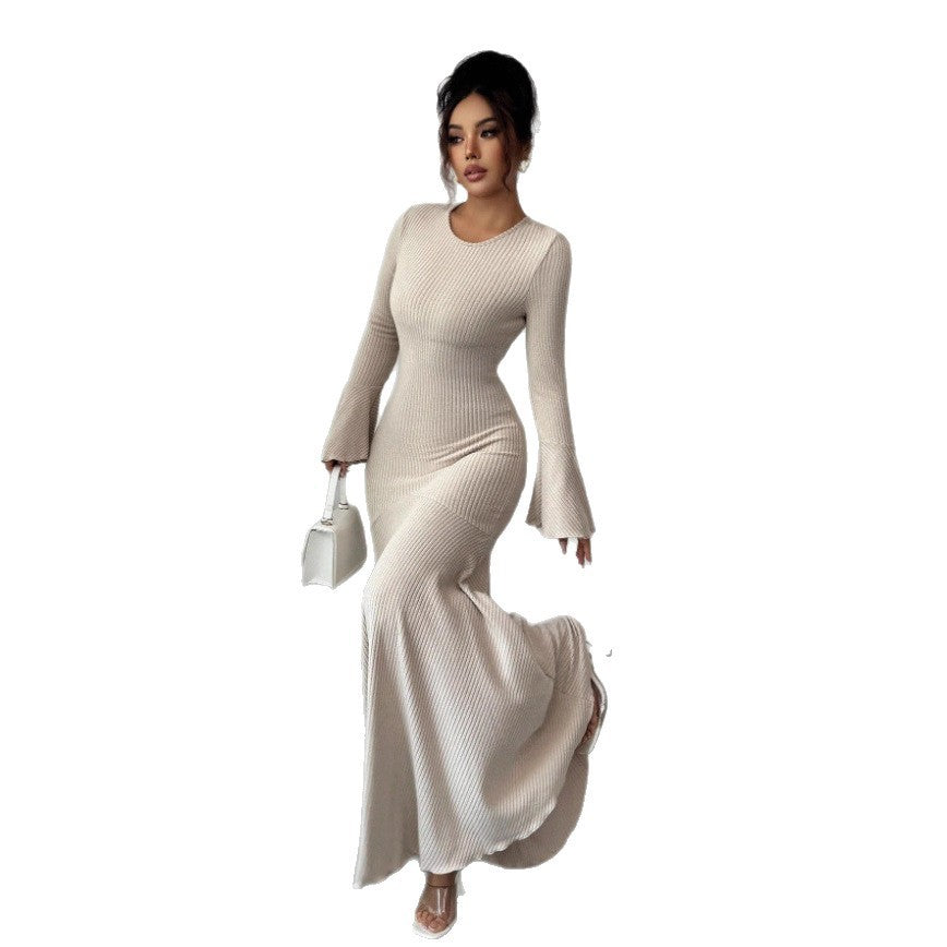 Mermaid Skirt Lotus Trumpet Sleeve Dress