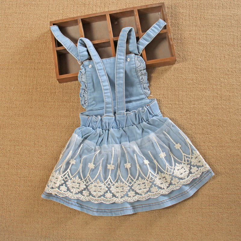 Girls' Summer Denim Strap Dress