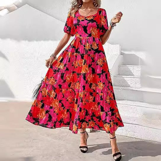 Puff Sleeve Floral Casual Summer Dress
