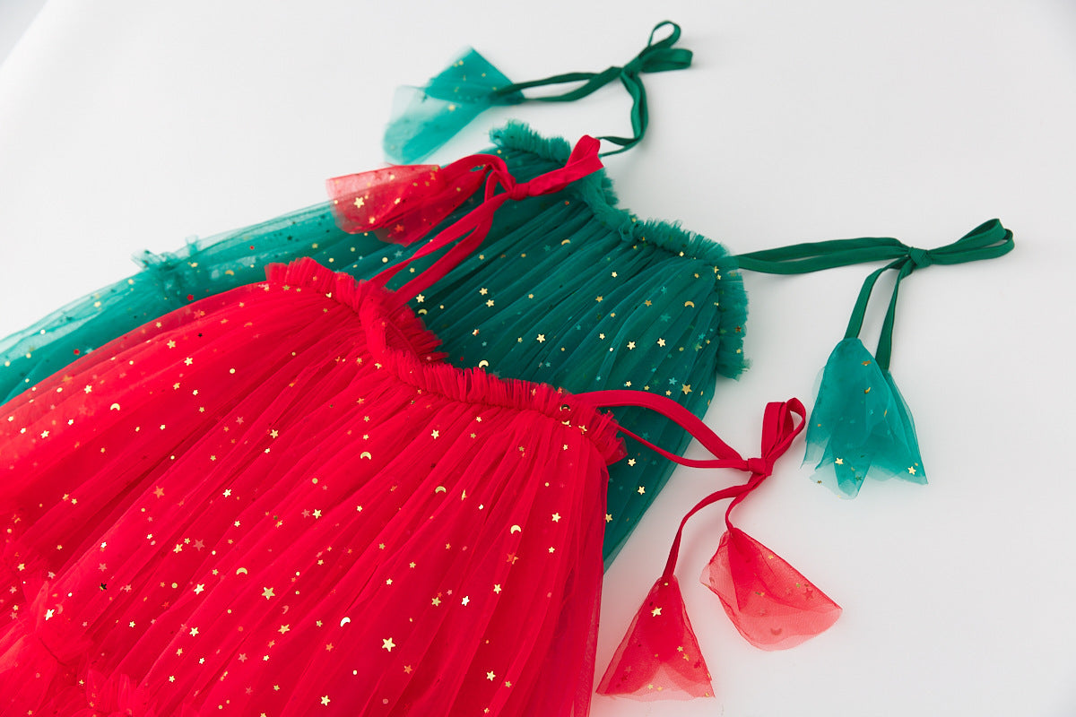 Children's Skirt Stars Moon Mesh Gauze Skirt Princess Pengpeng Skirt