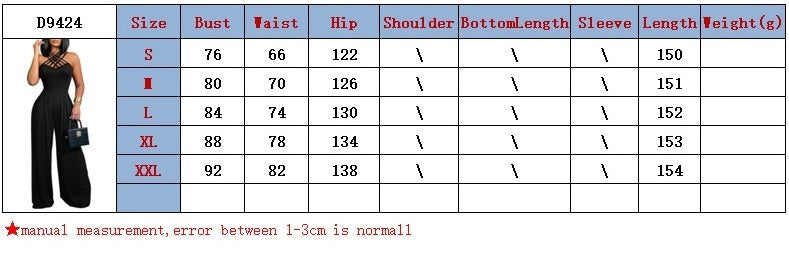 Fashion Multi-strap Cross Wide-leg Jumpsuit