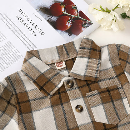 Multicolor Plaid Lapel Cropped Children's Suit