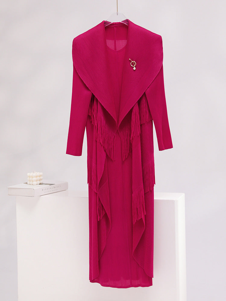 Autumn New Polo Collar Temperament Fake Two-piece Dress