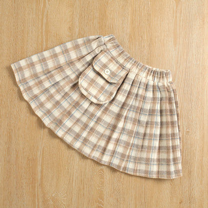 Sweater Knitted Bottoming Shirt  Plaid Skirt Two Piece Set