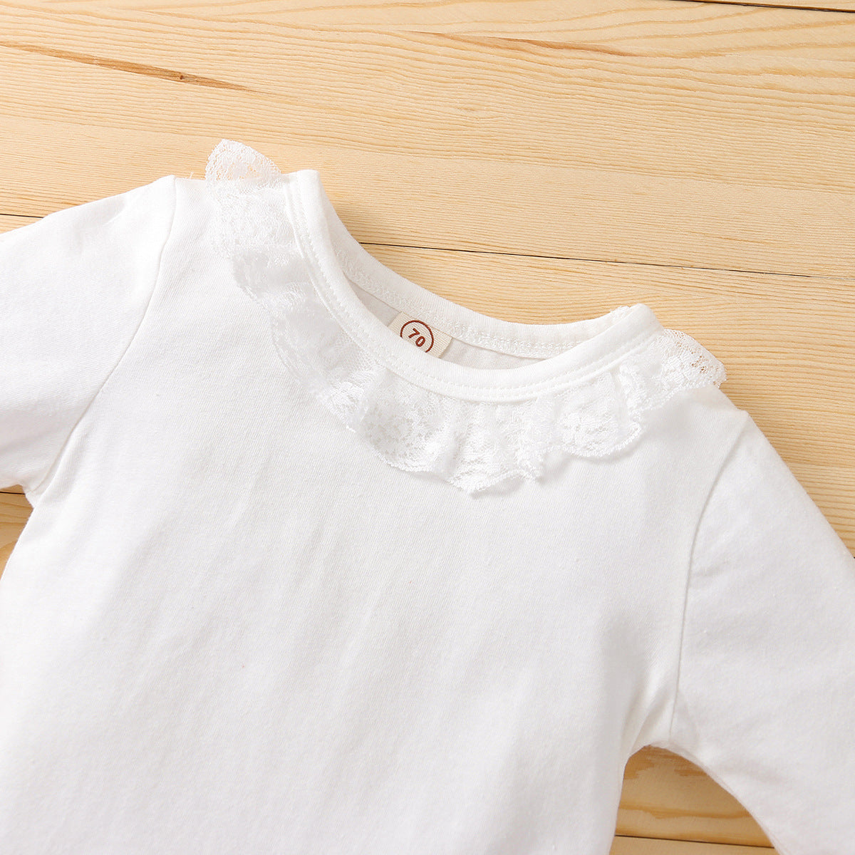 Lace Collar Long Sleeve Rombo Bow Shorts Three Piece Set